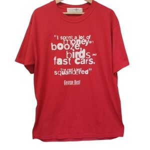 George Best T Shirt Football Nostalgia Soccer Retro Booze Quote Red #7 Size L